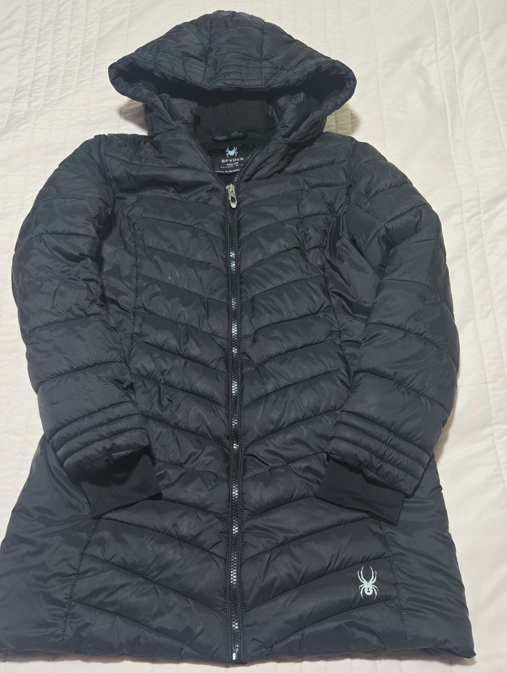 Spyder Black Quilted Hooded Puffer Coat